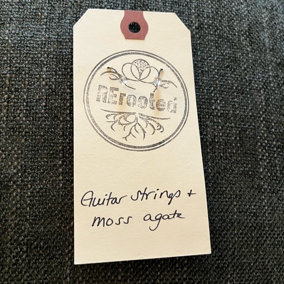 Handmade Guitar String and Moss Agate Earrings - NWT - Picture 4 of 4